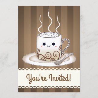 Invitation Boisson au chocolat chaud Marshmallows Kawaii