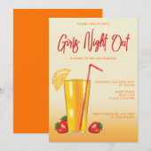Invitation Boisson Citronnée Tropicale Orange Filles en Soiré (Devant / Derrière)