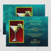Invitation Boisson Cocktail Avec une Tranche de Lime Fête Gé (Devant / Derrière)