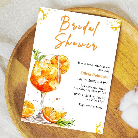 Invitation Boisson Cocktail Orange Aperol Spritz Shower de Ma