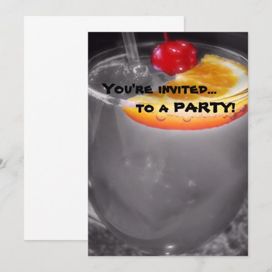 Invitation Boisson de cocktail d'heure heureuse (Devant / Derrière)