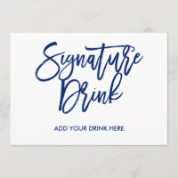 Boisson de signature élégante Navy écrite à la mai