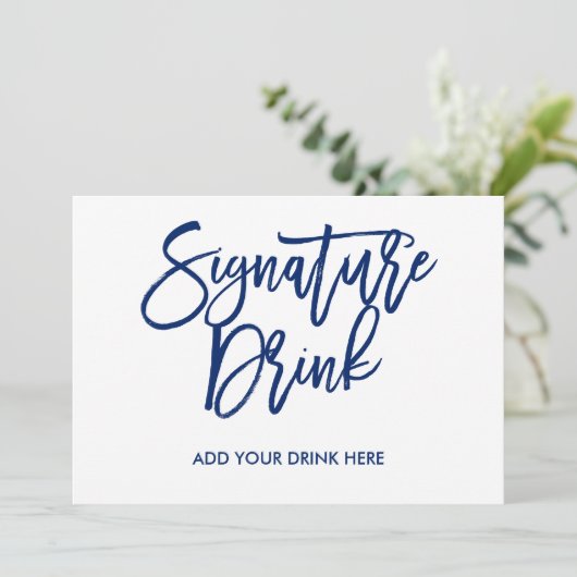 Invitation Boisson de signature marine lettrage à la main chi (Debout devant)
