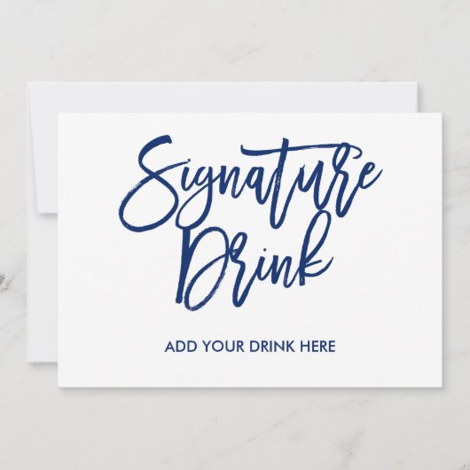 Invitation Boisson de signature Navy lettree chic (Devant)