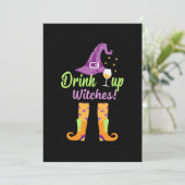 Invitation Boisson d'Halloween pour sorcières d'anniversaire (Debout devant)