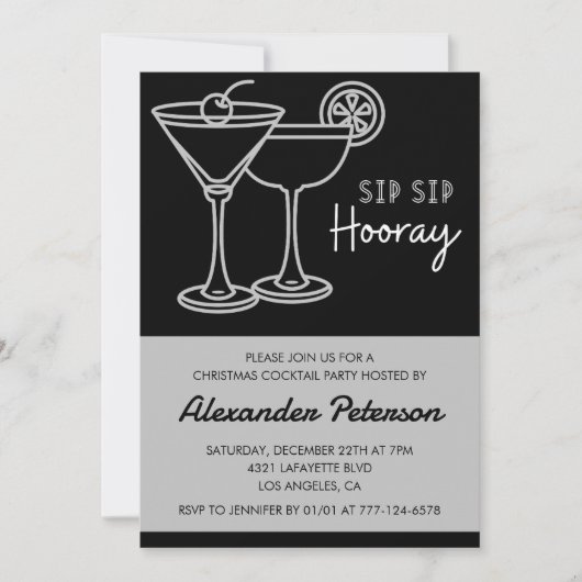 Invitation Boisson festive de Noël Cocktail Party (Devant)