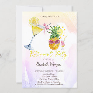 Invitation Boisson Fruitee au Ananas Fantaisiste pour la Retr