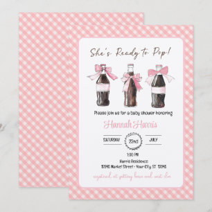 Invitation Boisson gazeuse bébé fille rose prête à POP Baby S