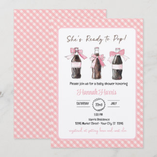Invitation Boisson gazeuse rose pour bébé fille prête à POP B