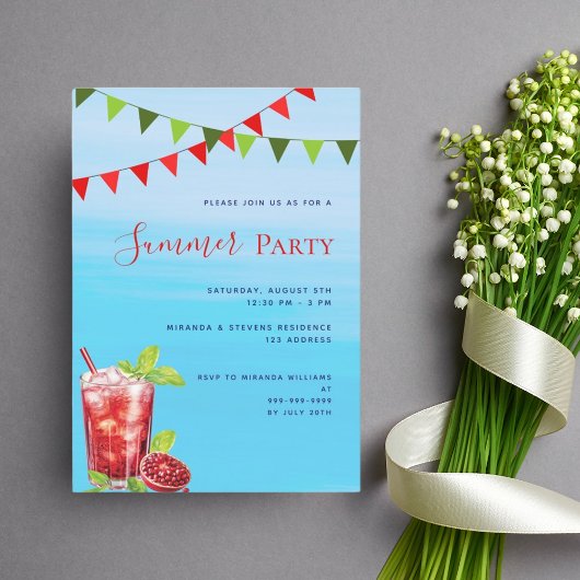 Invitation Boisson rouge de la piscine eau bleue