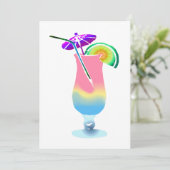 Invitation Boisson tropicale rose et bleu (Debout devant)