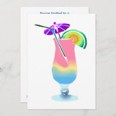 Invitation Boisson tropicale rose et bleu (Devant / Derrière)