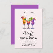 Invitation Boissons à l'aquarelle Fête d'anniversaire 52 ans (Devant / Derrière)