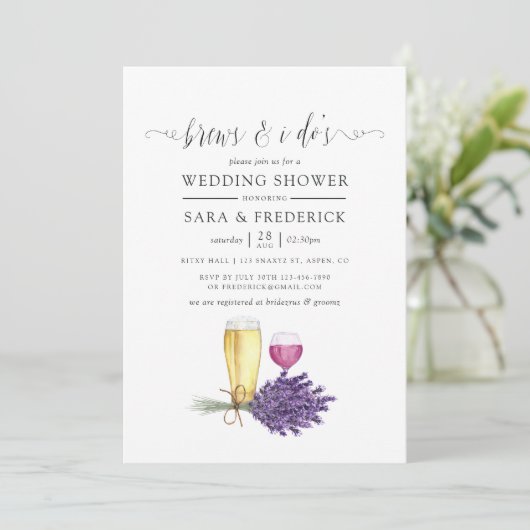 Invitation Boissons à l'aquarelle lavande avant le jour J (Debout devant)