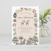 Invitation Boissons Animaux forestiers Baby shower neutre pou (Debout devant)