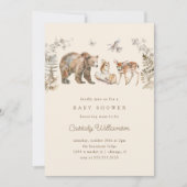 Invitation Boissons Animaux forestiers Baby shower neutre pou (Devant)
