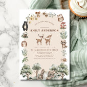 Invitation Boissons Animaux forestiers Baby shower neutre pou