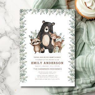 Invitation Boissons Animaux forestiers Baby shower neutre pou