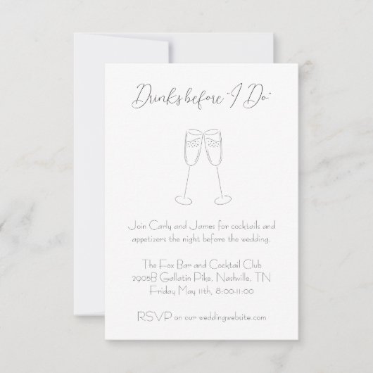 Invitation Boissons Avant De Faire Une Répétition Mariage Bie (Devant)