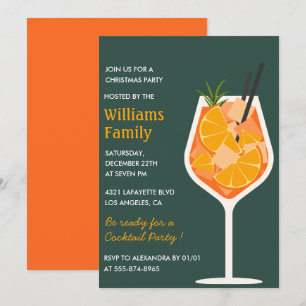 Invitation Boissons de cocktail de fête de Noël élégante