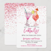 Invitation Boissons de cocktail rose pour soirée (Devant / Derrière)