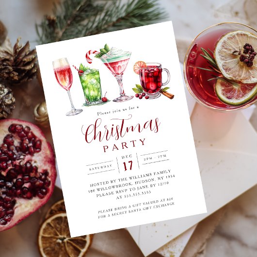 Invitation Boissons de fête Soirée de Noël