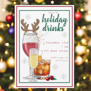 Invitation Boissons de fêtes de Noël Cocktail Party