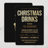 Invitation Boissons de Noël au renne à paillettes dorées (Devant / Derrière)