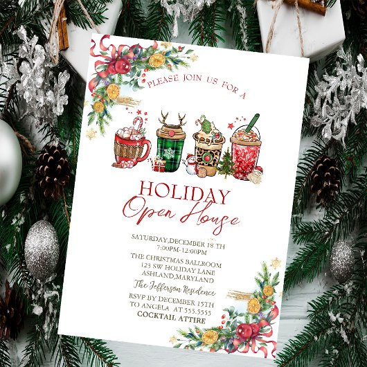 Invitation Boissons de Noël, Branches de vacances