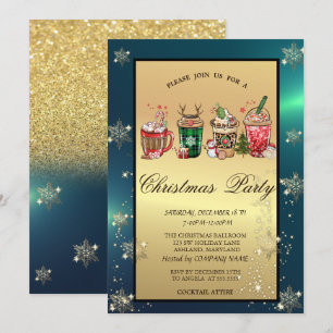 Invitation Boissons de Noël Entreprise Flocons de neige Fête