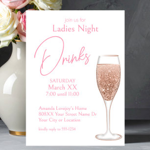 Invitation Boissons de nuit des dames au champagne rose