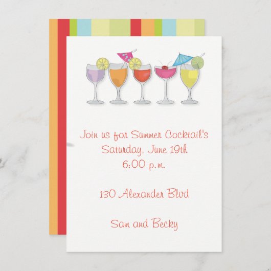 Invitation Boissons d'été (Devant / Derrière)