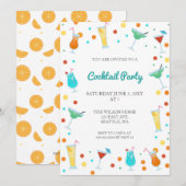 Invitation Boissons d'été amusantes pour une soirée cocktail (Devant / Derrière)