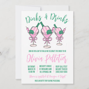 Invitation Boissons et boissons ! Pickleball Fête des mariées