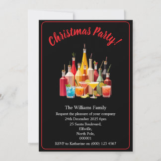 Invitation Boissons et cocktails de fête de Noël Xmas