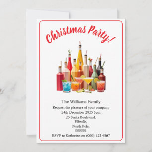Invitation Boissons et cocktails de fête de Noël Xmas blanc