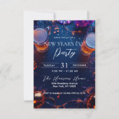 Invitation Boissons et Confetti Blue Nouvel An fête de la Rév (Devant)