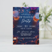 Invitation Boissons et Confetti Blue Nouvel An fête de la Rév (Debout devant)