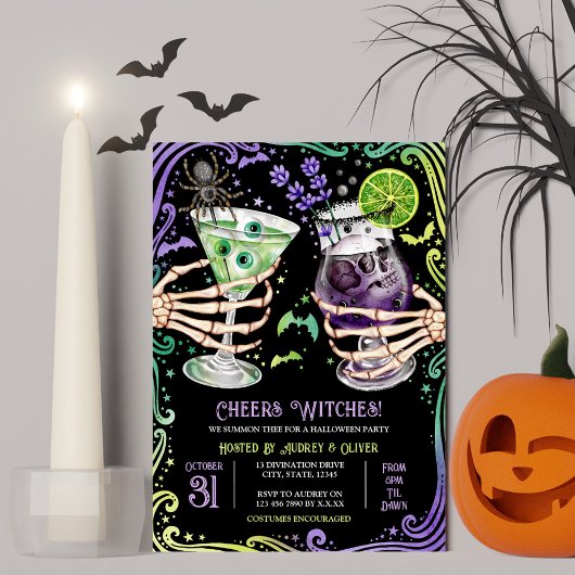 Invitation Boissons et costumes d'Halloween Sorcières