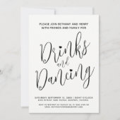 Invitation Boissons et danse post mariage simple mono script (Devant)