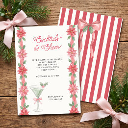 Invitation Boissons festifs à la Coquette Poinsettia pour ani