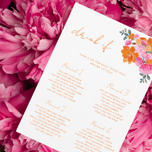Invitation Boissons florales roses et orangées en Fête des ma