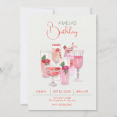 Invitation Boissons fraîches roses (Devant)