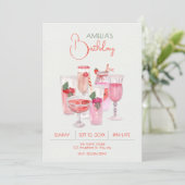 Invitation Boissons fraîches roses (Debout devant)