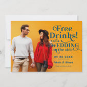 Invitation Boissons Gratuites Amusant Mariage Décontracté Enr (Devant)