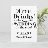 Invitation Boissons Gratuites Amusant Mariage Décontracté Enr (Debout devant)