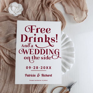 Invitation Boissons Gratuites Drôle Mariage Formel Économisez