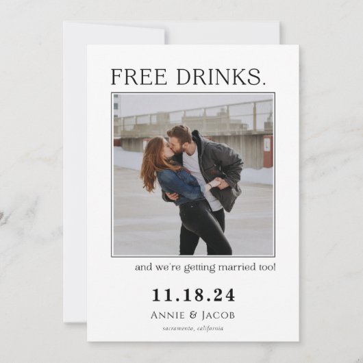 Invitation Boissons gratuites Enregistrer la date (Devant)