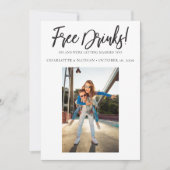 Invitation Boissons gratuites Funny Black & White Enregistrer (Devant)