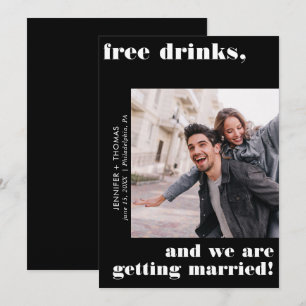 Invitation Boissons gratuites Typographie noire Enregistrer l